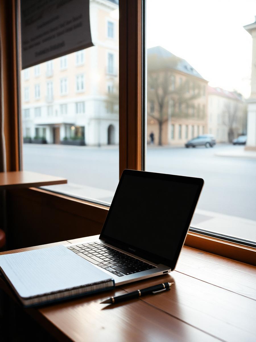 Morning work session in a cafe